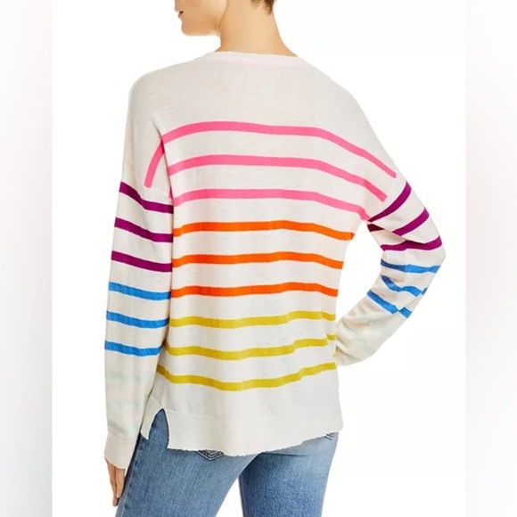 Sundry Rainbow MULTISTRIPE CREWNECK Sweater Cream Wool Cashmere Size L - Picture 9 of 13